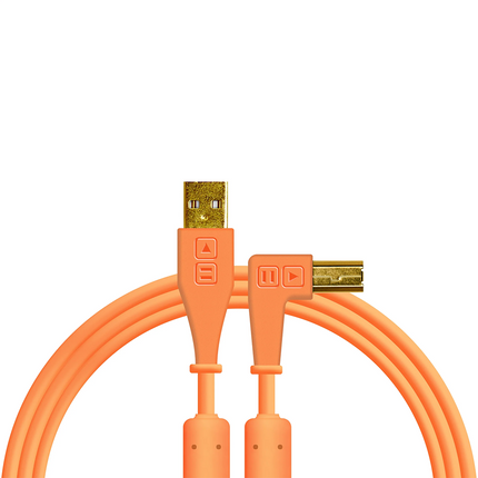 Chroma Cables USB-A to B - 1.5mt | Right Angled Neon Orange