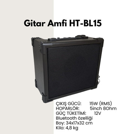 15 Watt Dual Input Bluetooth Guitar Amplifier