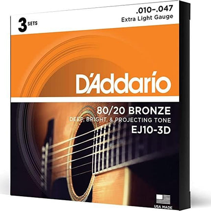 AKUSTİK GİTAR TEL SETİ, 3'LÜ PAKET, BRONZ