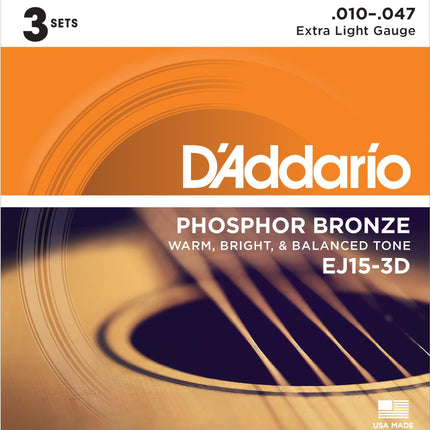 AKUSTİK GİTAR TEL SETİ, 3'LÜ PAKET, PHOSPHOR-BRONZ