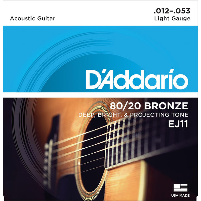 DADDARIO EJ11 AKUSTİK GİTAR TEL SETİ, 12-53, 80/20 BRONZE, LIGHT