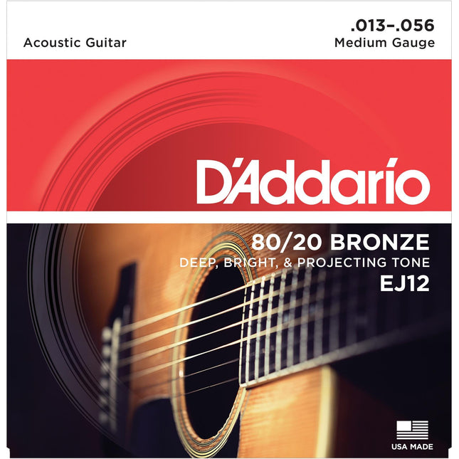 DADDARIO EJ12 AKUSTİK GİTAR TEL SETİ, 13-56, 80/20 BRONZE, MEDIUM
