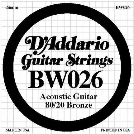 DADDARIO BW026 AKUSTİK TEK TEL,80/20 BRONZE WOUND, 026 , G-(SOL)