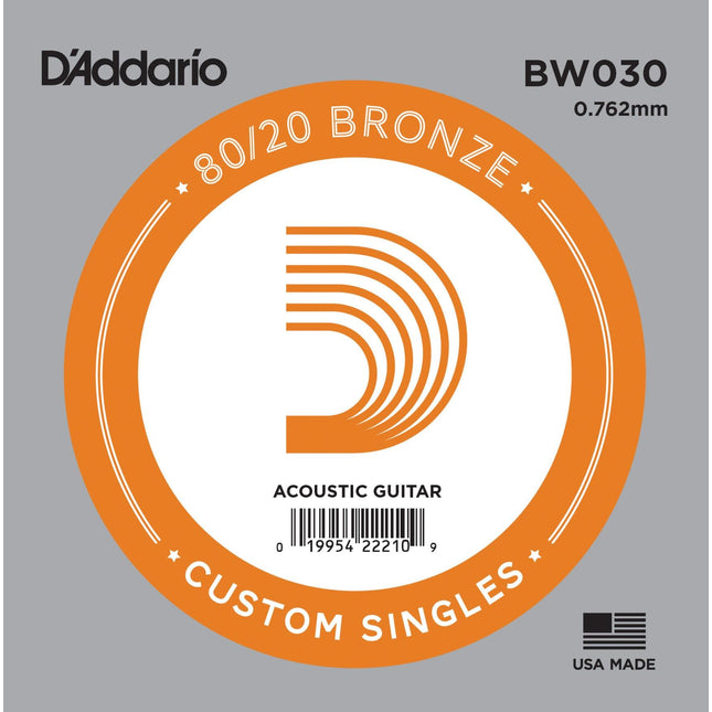DADDARIO BW030 AKUSTİK TEK TEL, 80/20 BRONZE WOUND, 030, D-(RE)