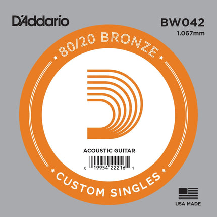DADDARIO BW042 AKUSTİK TEK TEL, 80/20 BRONZE WOUND, 042, A-(LA)