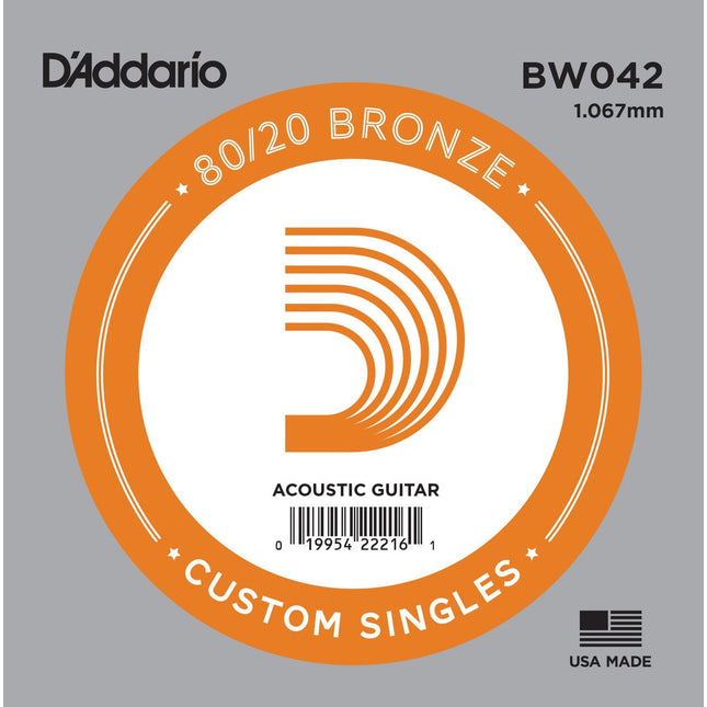 DADDARIO BW042 AKUSTİK TEK TEL, 80/20 BRONZE WOUND, 042, A-(LA)