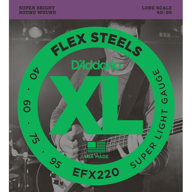 DADDARIO EFX220 BASS GİTAR TEL SETİ, FLEXSTEELS, SUPER LIGHT