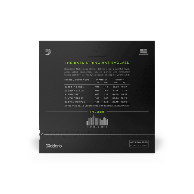 BAS GİTAR TEL SETİ, NYXL SERİSİ, LONG SCALE, 5 TEL