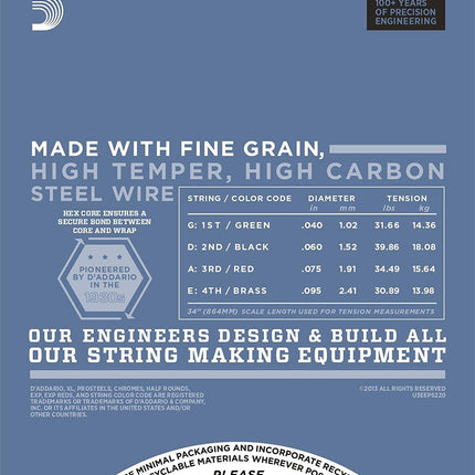 DADDARIO EPS220 BASS GİTAR TEL SETİ, XL, 40-95, LONG SCALE, PROSTEELS