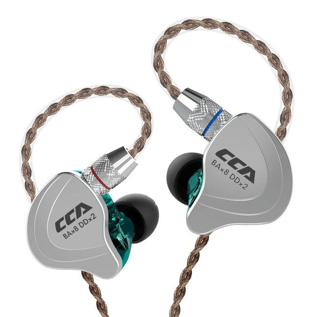CCA C10 In-Ear Monitor Hibrit Sürücü HiFi Kulak İçi Kulaklık (Cyan-Yeşil)