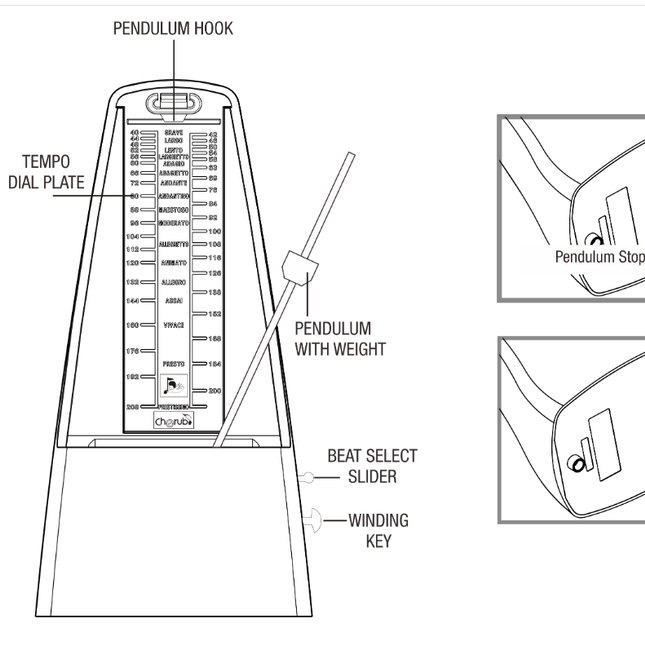 CHERUB WSM-305WH MEKANİK METRONOM, BEYAZ