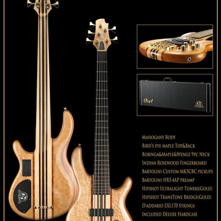 CORT A4 CUSTOM 20THNAT BASS GİTAR, ÇANTALI, NATUREL