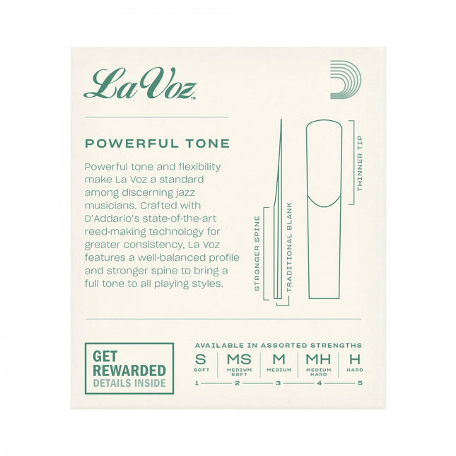D'Addario Woodwinds La Voz RCC10HD Sib Klarnet Kamışı Hard