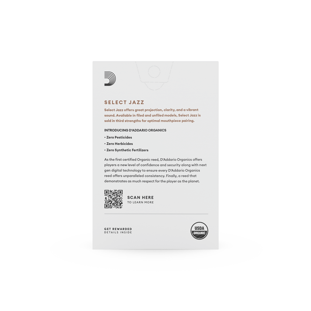 Ance Per Sassofono D'Addario Organic Select Jazz - Unfiled Alto, Durezza 2, Confezione Da 10 - Foto 5