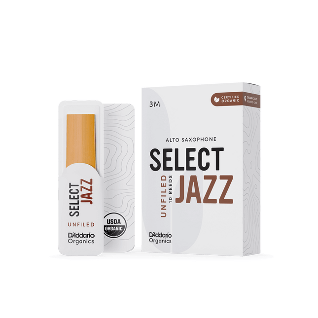 D'Addario Woodwinds Organic Select Jazz Unfiled Alto Saxophone Reed No:3 Medium 