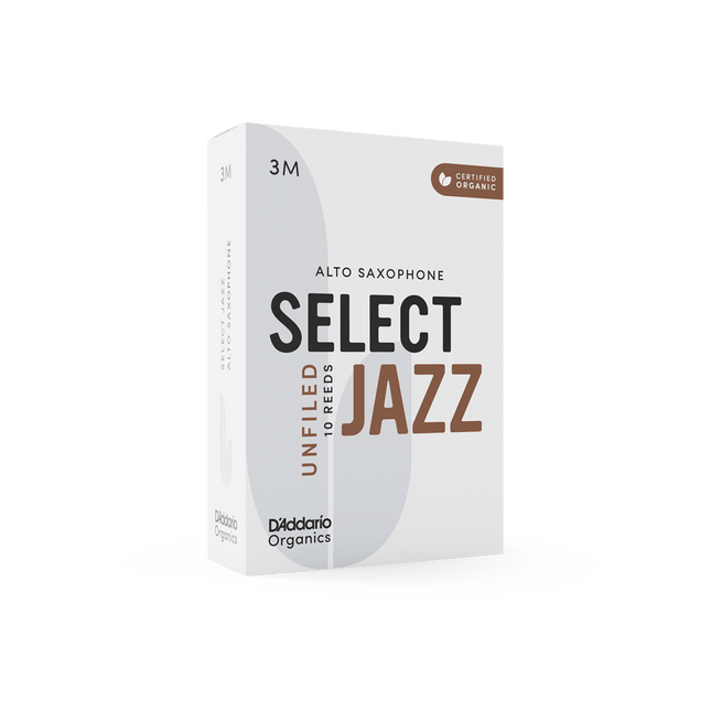 D'Addario Woodwinds Organic Select Jazz Unfiled Alto Saxophone Reed No:3 Medium 