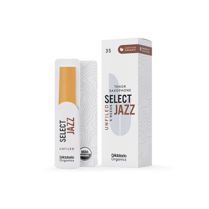 D'Addario Woodwinds Organic Select Jazz Unfiled Tenor Saxophone Reed No:3 Soft 