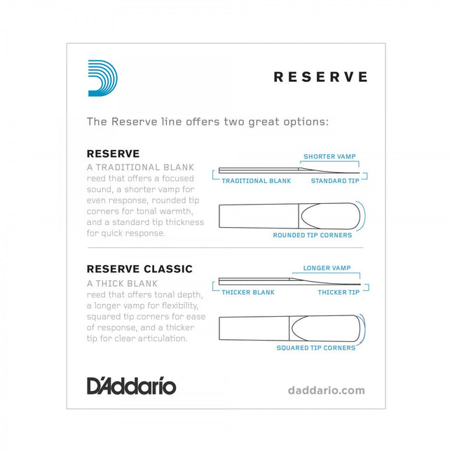 D'Addario Woodwinds Reserve DCR1025 Sib Klarnet Kamışı No:2.5
