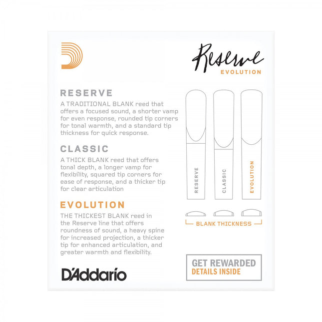 D'Addario Woodwinds Reserve Evolution DCE10355 Sib Klarnet Kamışı No:3.5+
