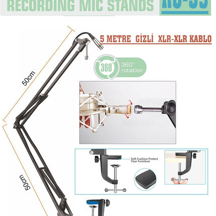 D-Stand Rs-39 50Cm Cable Recording Microphone Stand