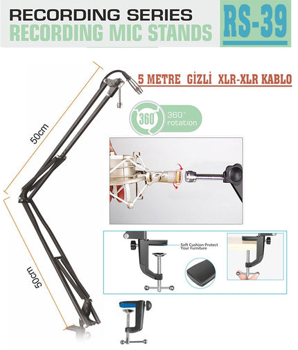 D-Stand Rs-39 50Cm Cable Recording Microphone Stand