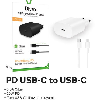 Divex DS-224 Set Super FastPD 25W Type-C to Type-C Cable