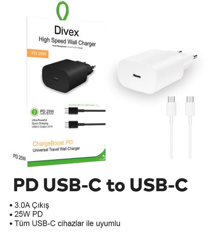 Divex DS-224 Set Super FastPD 25W Type-C to Type-C Cable
