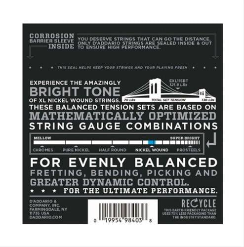 DADDARIO EXL115BT ELEKTRO GİTAR TEL SETİ, XL, 11-50, NICKEL WOUND