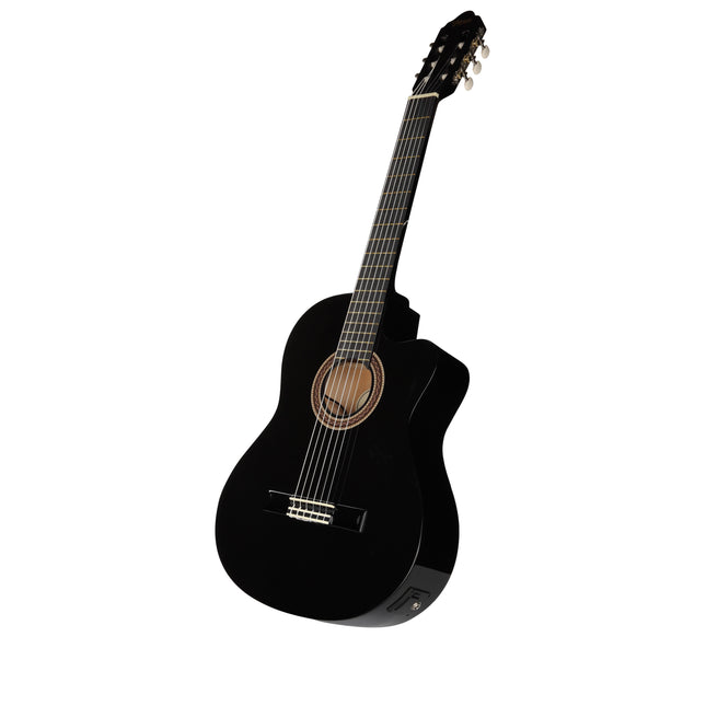 VALENCIA VC104TCEBK ELEKTRO KLASİK GİTAR, 4/4, SİYAH, SAP ÇELİKLİ