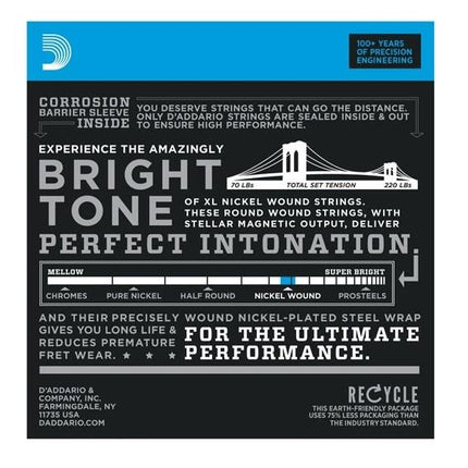 DADDARIO EXL140-8 ELEKTRO GİTAR TEL SETİ, 8 TELLİ, XL, 10-74, LIGHT TOP/HEAVY BOTTOM