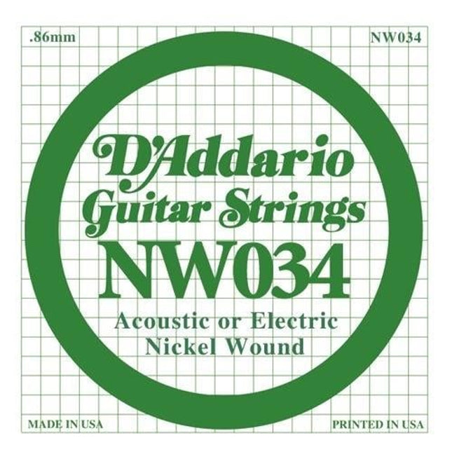 DADDARIO NW034 ELEKTRO VE AKUSTİK TEK TEL, (LA), 0.034