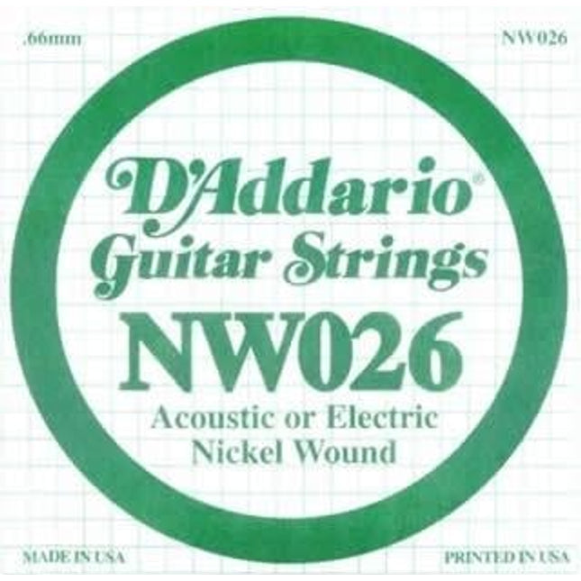 DADDARIO NW026 ELEKTRO VE AKUSTİK TEK TEL, (RE), 0.026