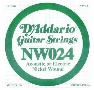 DADDARIO NW024 ELEKTRO VE AKUSTİK TEK TEL, (RE), 0.024