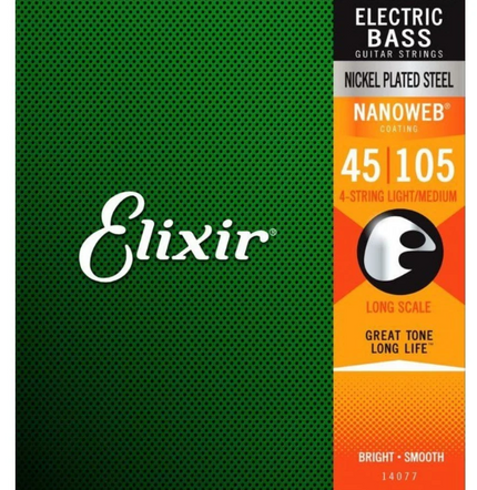 Elixir 14077 Nanoweb Medium 4 Telli Bass Gitar Teli (45-105)