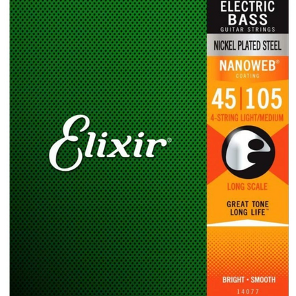 Elixir 14077 Nanoweb Medium 4 Telli Bass Gitar Teli (45-105)