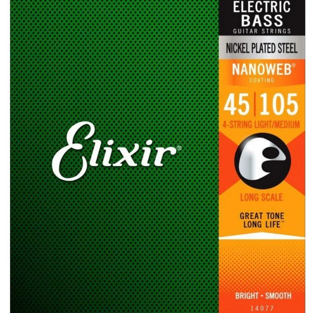 Elixir 14077 Nanoweb Medium 4 Telli Bass Gitar Teli (45-105)