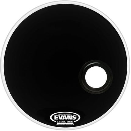 EVANS BD20REMAD 20" DERİ RESONANT KİCK SİYAH ÖN SÜNGERLİ DELİKLİ TEK KAT