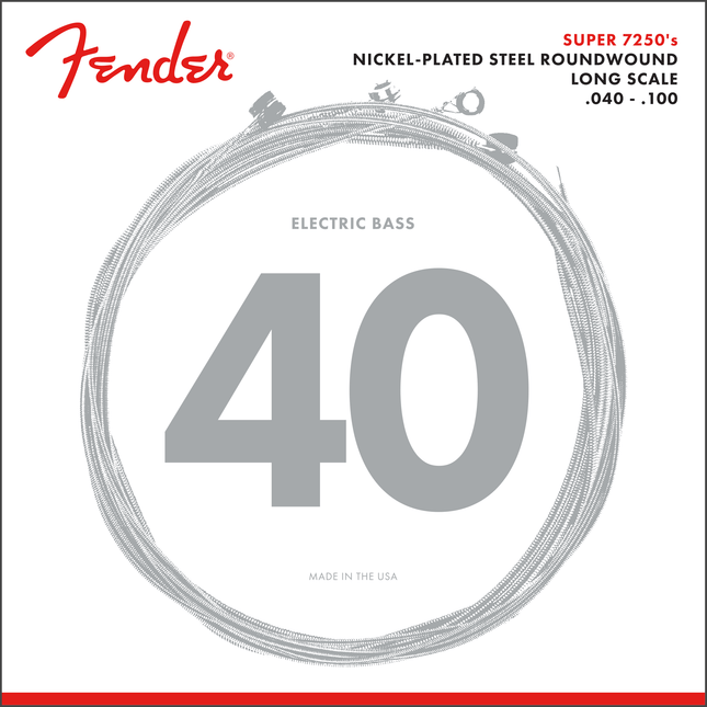 Fender 7250 Nickel Plated Steel Long Scale 7250L .040-.100 Bas Gitar Teli