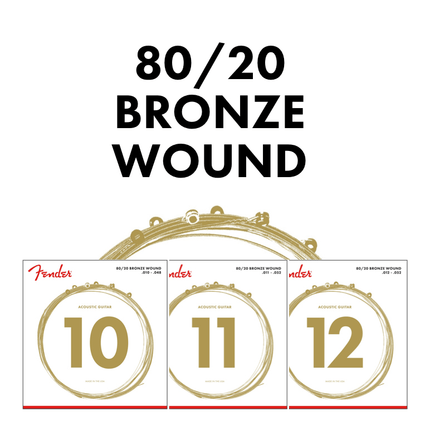 Fender 80/20 Bronze Acoustic Strings Ball End 70L .012-.052 Akustik Gitar Teli