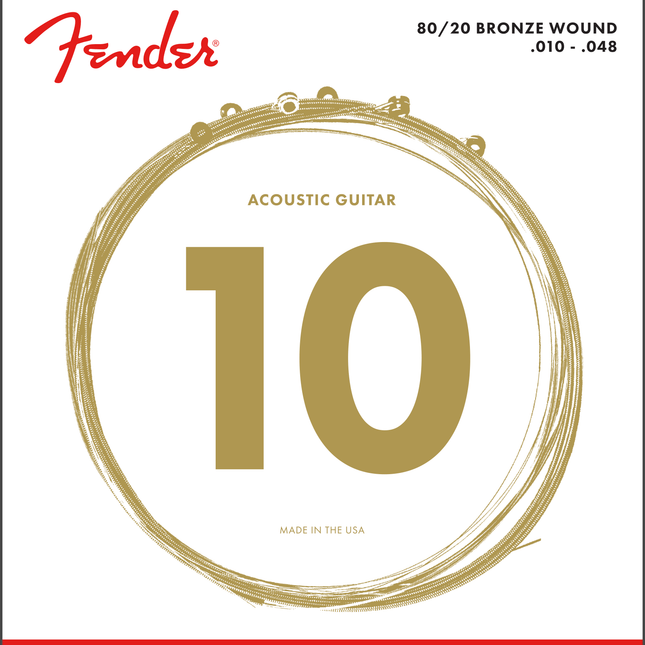 Fender 80/20 Bronze Acoustic Strings Ball End 70XL .010-.048 Acoustic Guitar String