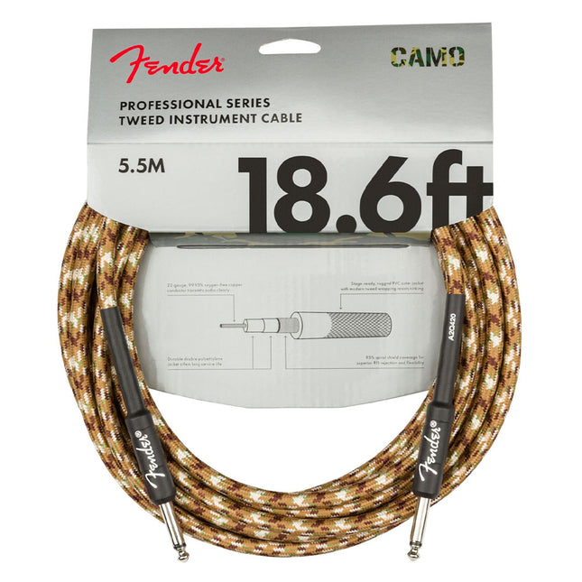 Fender Professional Straight/Plain End 5m Desert Camo Instrument Cable
