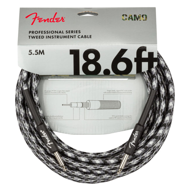 Fender Professional Straight/Plain End 5m Winter Camo Instrument Cable