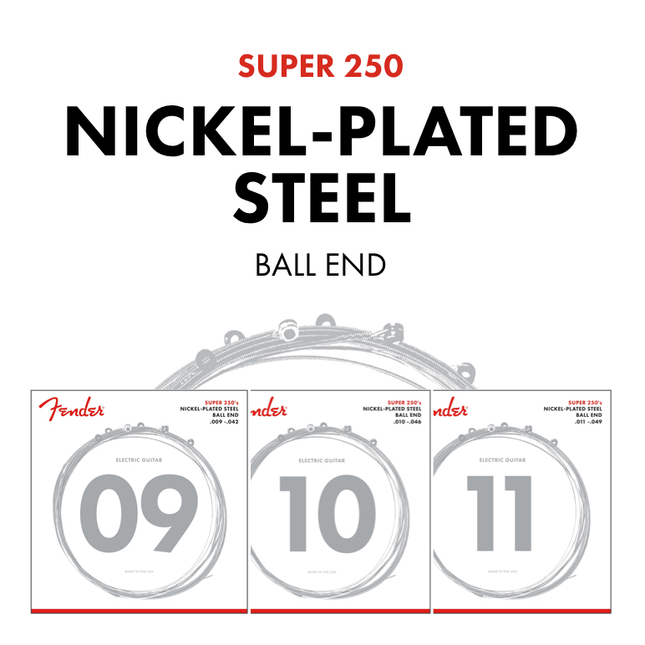 Fender Super 250 Nickel Plated Steel Ball End 250LR .009-.046 Electric Guitar String