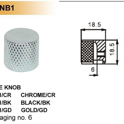 GİTAR POT. DÜĞME BAŞLIĞI (KUBBELİ) METAL, KROM, (1