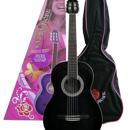 VALENCIA GRC1KCBK KLASİK GİTAR, SİYAH, GYPSY ROSE SET