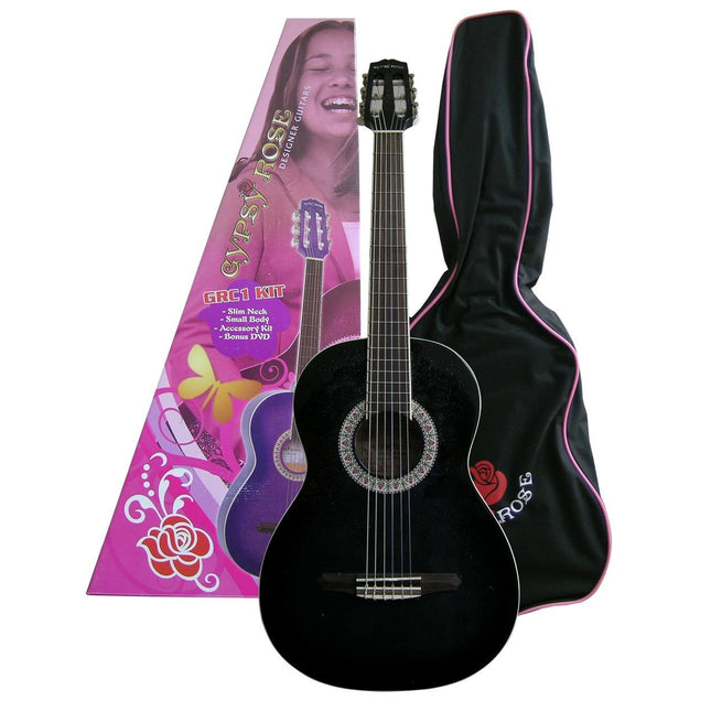 VALENCIA GRC1KCBK KLASİK GİTAR, SİYAH, GYPSY ROSE SET