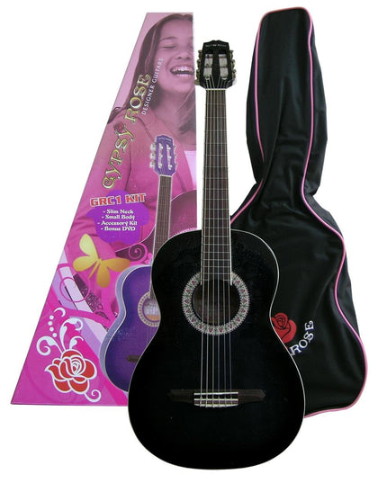 VALENCIA GRC1KCBK KLASİK GİTAR, SİYAH, GYPSY ROSE SET