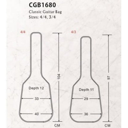 KLASİK GİTAR KILIFI, SCALE 4/4, SİYAH+ RENK, 600D