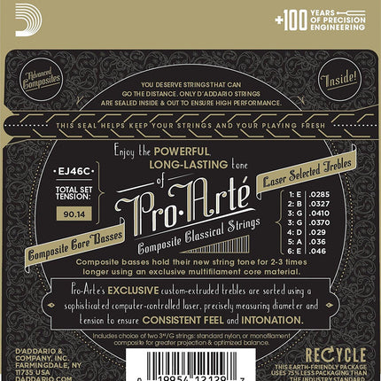 DADDARIO EJ46C PRO-ARTE KLASİK GİTAR TEL SETİ, COMPOSITE CORE, HARD TENSION