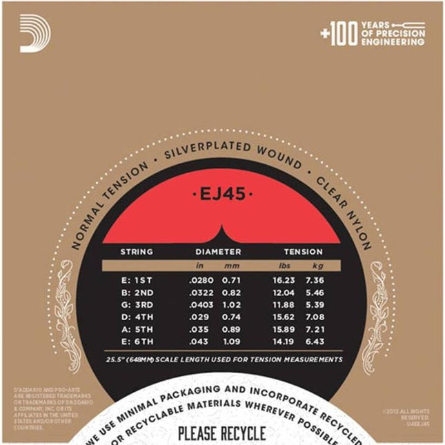 D'addario EJ45 Normal Classical Guitar String
